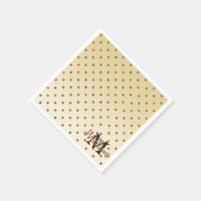 Awesome shining faux glitter gold polka dots napkin (Corner)