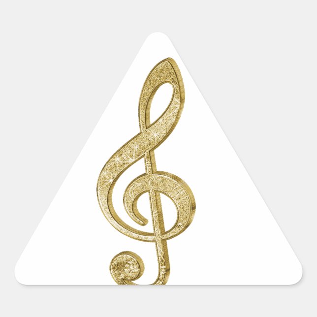 Awesome shining gold bar effects treble clef music triangle sticker (Front)