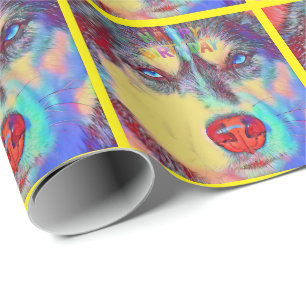 Awesome Siberian Husky birthday wrapping paper
