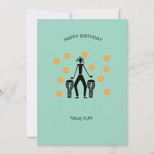 Awesome Silhouette Drumming Birthday  Card (Front)