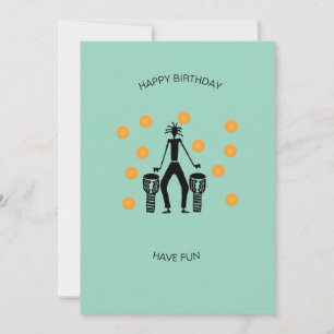 Awesome Silhouette Drumming Birthday Card