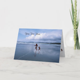Awesome Silhouette of Mother & Son at the Beach Card