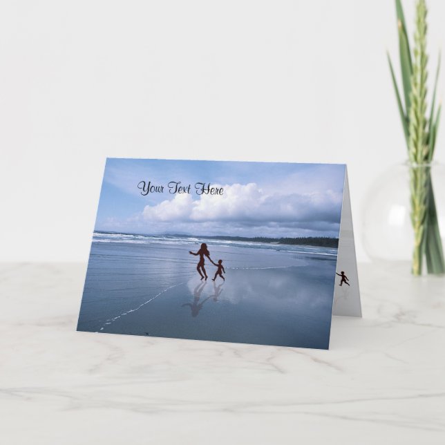 Awesome Silhouette of Mother & Son at the Beach Card (Front)