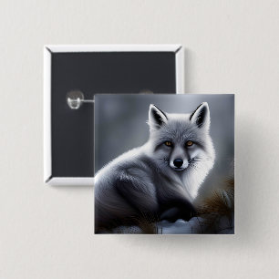 Awesome Silver Fox 15 Cm Square Badge