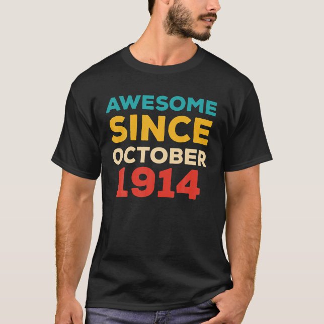 Awesome Since 1914 107Th Birthday Retro T-Shirt (Front)