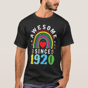 Awesome Since 1920 102nd Birthday Rainbow Born In T-Shirt