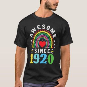 Awesome Since 1920 102nd Birthday Rainbow Born In T-Shirt