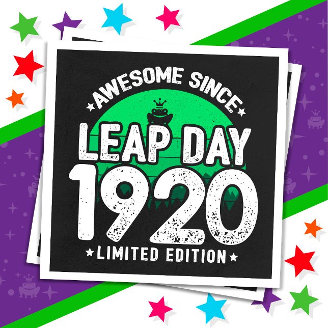 Awesome Since 1920 Leap Year Day Feb 29 Birthday Napkin (Creator Uploaded)