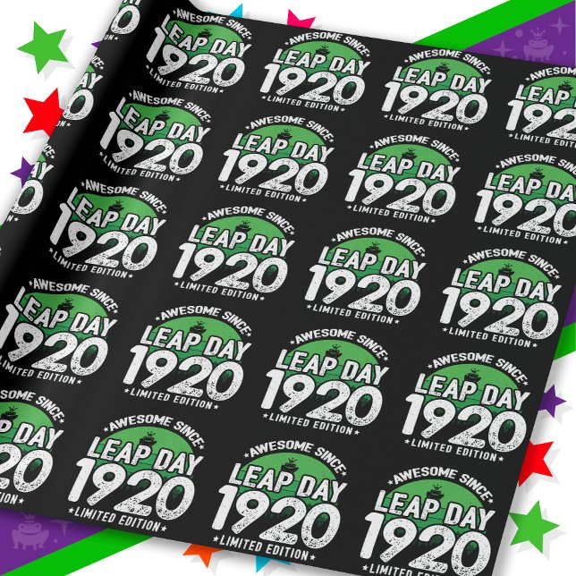 Awesome Since 1920 Leap Year Day Feb 29 Birthday Wrapping Paper (Creator Uploaded)