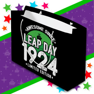 Awesome Since 1924 Leap Year Day Feb 29 Birthday Large Gift Bag