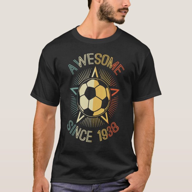 Awesome Since 1938 Soccer Birthday Retro Team Bday T-Shirt (Front)