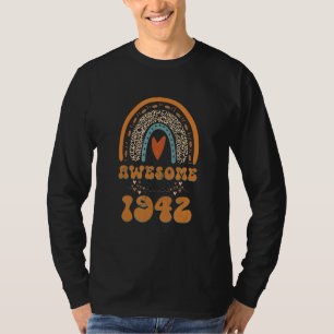 Awesome Since 1942 Retro Rainbow Leopard Heart 80t T-Shirt