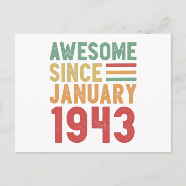 Awesome Since 1943 80th Birthday Vintage Gift Postcard (Front)
