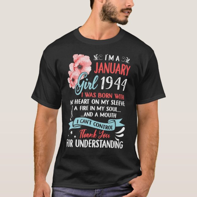 Awesome Since 1944 79th Birthday I'm a January Gir T-Shirt (Front)