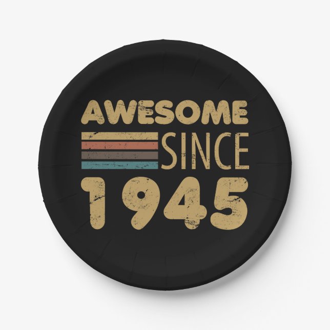 Awesome Since 1945 80th Birthday Paper Plate (Front)