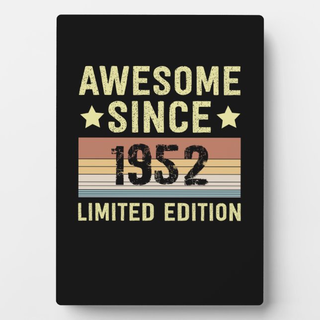Awesome Since 1952  Retro 70 Years Old Birthday Plaque (Front)