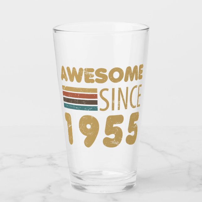 Awesome Since 1955 70th Birthday Glass (Front)