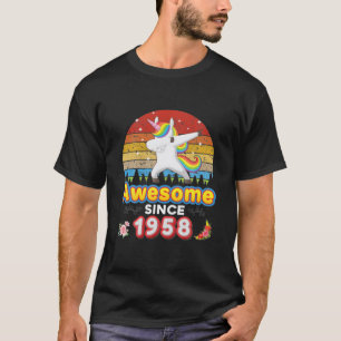 Awesome Since 1958 62Nd Birthday Dabbing Unicorn F T-Shirt