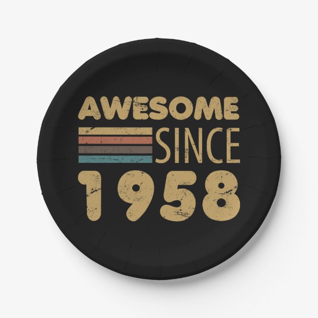 Awesome Since 1958 65th Birthday Paper Plate (Front)
