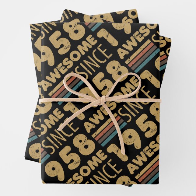 Awesome Since 1958 65th Birthday Wrapping Paper Sheet (In situ)
