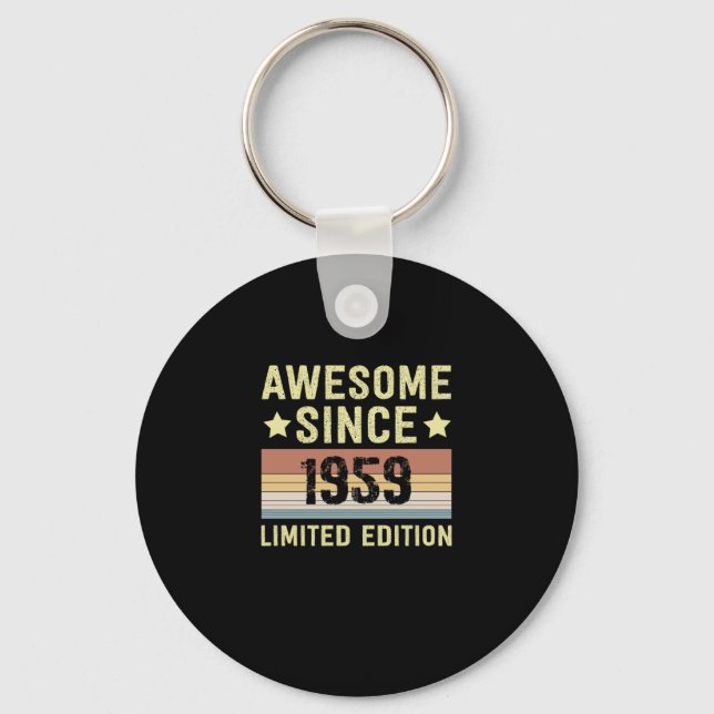 Awesome Since 1959 Retro Funny Birthday Party Key Ring (Front)