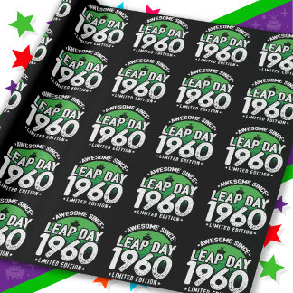 Awesome Since 1960 Leap Year Day Feb 29 Birthday Wrapping Paper