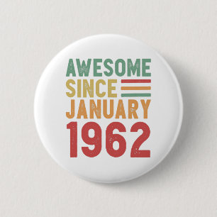 Awesome Since 1962 60th Birthday Vintage Gift 6 Cm Round Badge