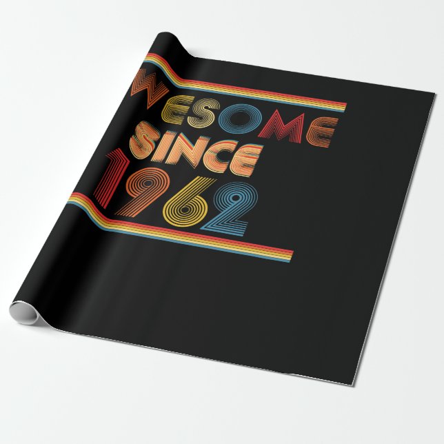 Awesome Since 1962 Birthday Gifts Wrapping Paper (Unrolled)