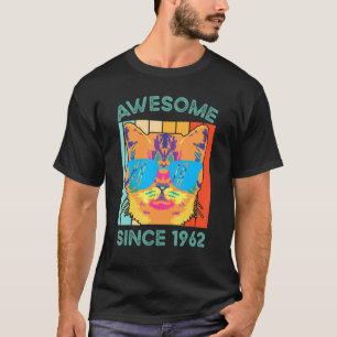 Awesome Since 1962 Vintage Cat Birthday T-Shirt
