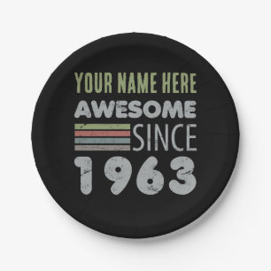 Awesome Since 1963 60th Birthday Paper Plate
