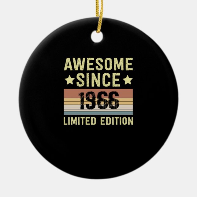 Awesome Since 1966 Birthday Ceramic Tree Decoration (Front)