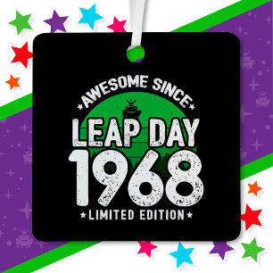 Awesome Since 1968 Leap Year Day Feb 29 Birthday Metal Tree Decoration