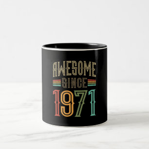 Awesome Since 1971 51st Birthday Funny Retro Two-Tone Coffee Mug