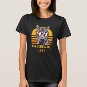 Awesome Since 1971 Cat Sunset For Men And Women T-Shirt