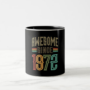 Awesome Since 1972 50th Birthday Funny Retro Two-Tone Coffee Mug
