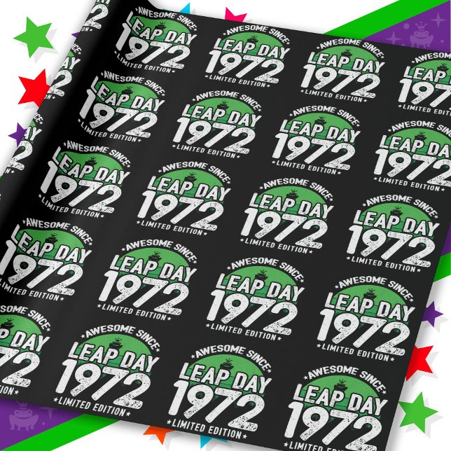 Awesome Since 1972 Leap Year Day Feb 29 Birthday Wrapping Paper (Creator Uploaded)