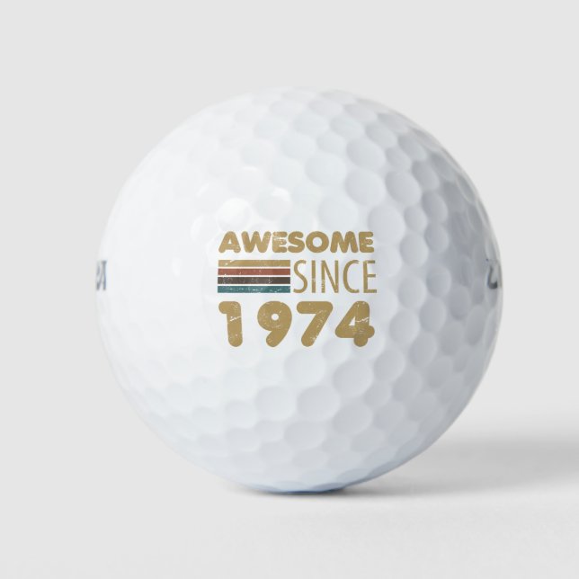 Awesome Since 1974 50th Birthday Golf Balls (Front)