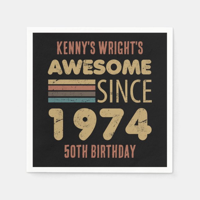 Awesome Since 1974 50th Birthday Napkin (Front)