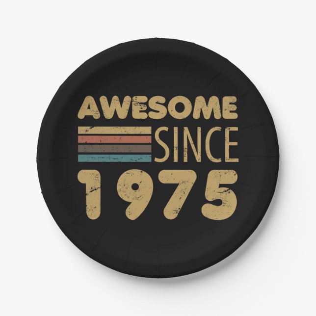 Awesome Since 1975 50th Birthday Paper Plate (Front)