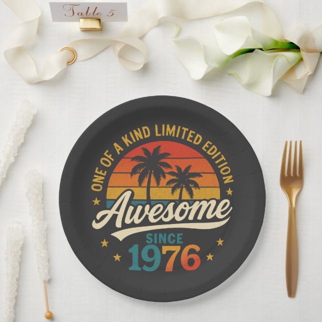 Awesome Since 1976 One Of A Kind Paper Plate (Wedding)