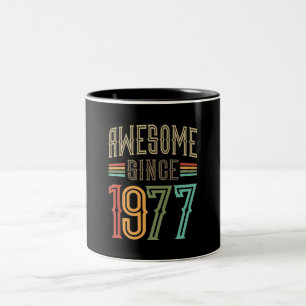 Awesome Since 1977 45th Birthday Funny Retro Two-Tone Coffee Mug