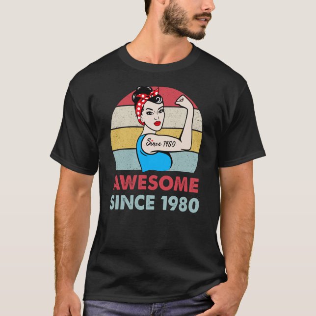 Awesome Since 1980 43 Year Old  43rd Birthday T-Shirt (Front)