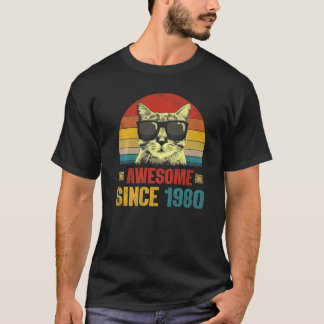 Awesome Since 1980 43rd Birthday  Cat T-Shirt