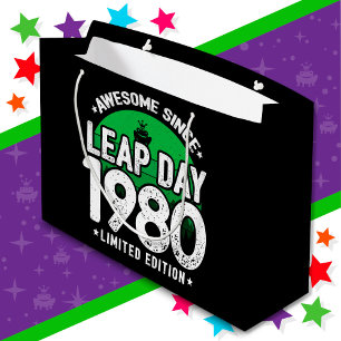Awesome Since 1980 Leap Year Day Feb 29 Birthday Large Gift Bag