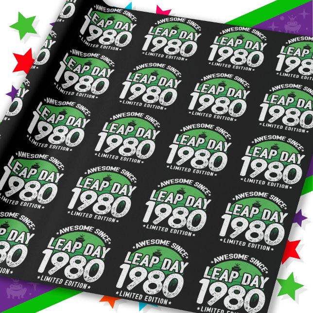 Awesome Since 1980 Leap Year Day Feb 29 Birthday Wrapping Paper (Creator Uploaded)