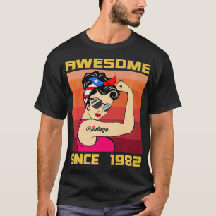 Awesome since 1982 39 Years Old For Women Retro Vi T-Shirt