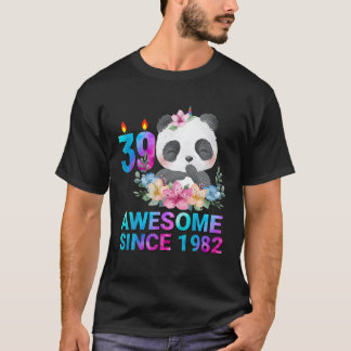 Awesome Since 1982 Cute Panda 39 Years Old 39Th Bi T-Shirt