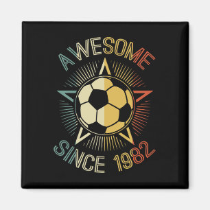 Awesome Since 1982 Soccer Birthday Retro Team Bday Magnet