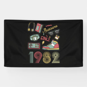 Awesome Since 1982 Vintage Retro 40th  Birthday Banner