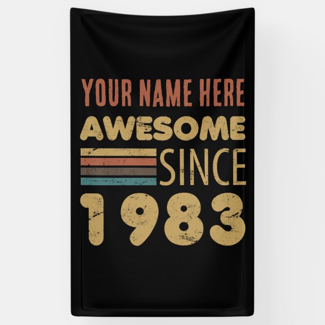 Awesome Since 1983 40th Birthday Banner (Vertical)